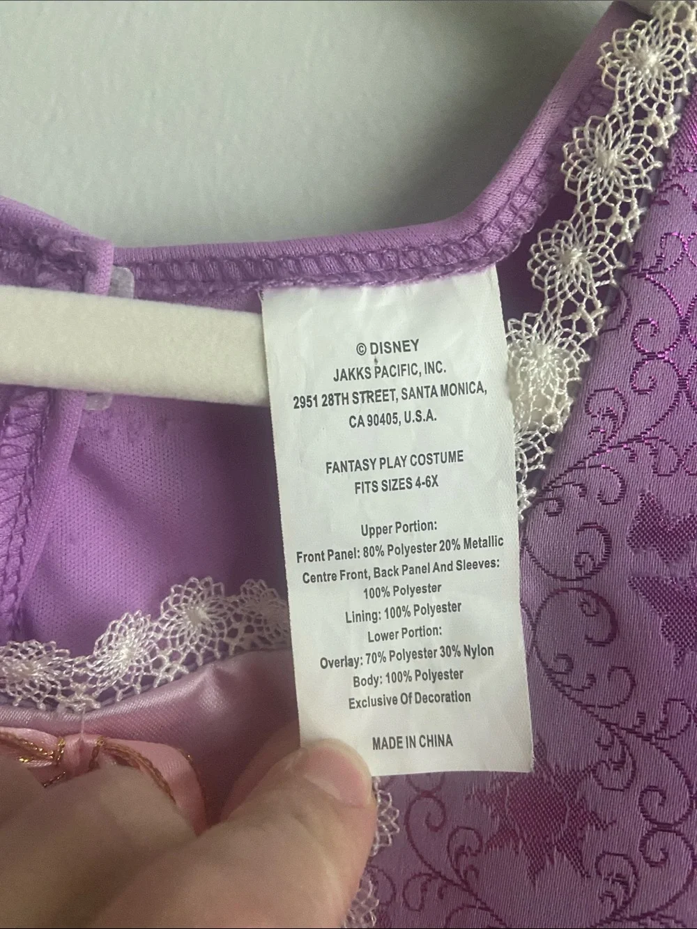 Disney Rapunzel Costume dress size 4-6x play dress purple pink
